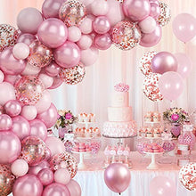 Load image into Gallery viewer, Balloon Arch Kit, GRESAHOM Metallic Red Pink Garland Kit, Birthday Decoration Metallic Rose Gold Confetti Balloons, Party Decoration Supplies Birthday Balloons for Girl Woman, Party,Graduation,Wedding