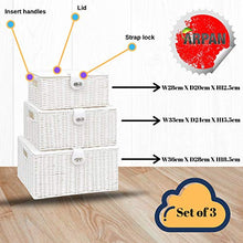 Load image into Gallery viewer, Arpan Set of 3 Resin Woven Storage Basket Box with Lid & Lock (White)