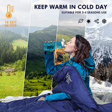 Load image into Gallery viewer, Camping Sleeping Bag - 3 Season Warm & Cool Weather - Lightweight Waterproof Sleeping Bag with Zippered Holes for Adults & Kids - Camping,Traveling, Music Festival and Outdoors (blue)