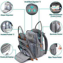Load image into Gallery viewer, Baby Changing Bag Backpack, BabbleRoo Nappy Changing Back Pack Diaper Bags with Changing Mat & Pacifier Holder for Mom & Dad (Light Grey)