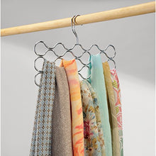 Load image into Gallery viewer, iDesign 6830 Scarf Hanger with 23 loops, Metal Hanging Scarf Organiser for Wardrobe or Closet, Also Works as Tie Rack or Belt Hanger, Silver