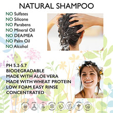 Load image into Gallery viewer, 98.5% Natural SHAMPOO - ALOE VERA, POMEGRANATE, SEA BUCKTHORN, SWEET ORANGE & CEDARWOOD - 250ml by AMOR FLORUM. Sulfate Free, Parabens Free. Concentrated, Gentle. pH 5.5 Balanced.