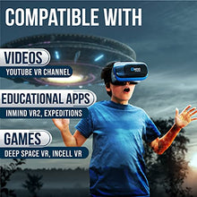 Load image into Gallery viewer, VR Headset Compatible with iPhone/Android Phone - Universal Virtual Reality Goggles - Play Your Best Mobile Games 360 Movies with Soft & Comfortable New 3D VR Glasses | Blue | w/Eye Protection