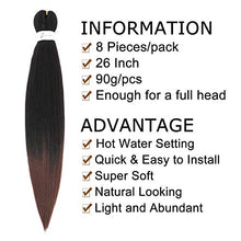 Load image into Gallery viewer, 8 Packs/Lot EZ Braid 26 inch Professional Pre Stretched Braiding Hair Yaki Texture Braiding Hair for Crochet Hair Braids Long Free Synthetic Fiber Hair Extensions (#T1B/30)