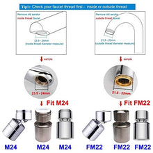 Load image into Gallery viewer, Waternymph Solid Brass Kitchen Sink Aerator - Big Angle Swivel Faucet Tap Aerator Dual-Function 2 Sprayer - Swivel - 22mm Female Thread - Polished Chrome(FM22)