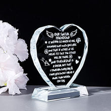 Load image into Gallery viewer, Movdyka Gifts for Friends Women, Friendship is Treasure Gifts for Girls on Birthday, Christmas, Glass Heart Plaque with Best Friend Sayings Ornaments