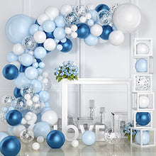 Load image into Gallery viewer, VAINECHAY Balloon Garland Arch kit Birthday Decorations Party Balloons Blue White Latex Sliver Confetti ballon for Boy Birthday Baby Shower Party Wedding Decoration
