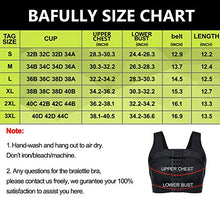 Load image into Gallery viewer, Bafully Women Post Surgery Front Closure Sports Bra with Breast Support Wirefree Racerback (Black, 3XL)