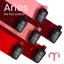 Load image into Gallery viewer, Beetles Zodiac Collection Gel Nail Polish Kit, Aries - Reborn Sun Collection 6Pcs Gel Polish French Pink Shimmer Transparent Jelly Red Glitter Color Spring Summer Nail Art Gift for Girl Women DIY Home