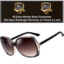 Load image into Gallery viewer, Women's Square Jackie O Cat Eye Hybrid Butterfly Fashion Sunglasses for round faces - Exquisite Packaging (727704-Crystal brown/ Black paint, Gradient Brown)