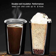 Load image into Gallery viewer, Coffee Cup, Travel Mug Insulated & Reusable Thermal Stainless Steel with Leakproof Lid & Eco-Friendly for Hot & Cold Drinks 380ml (Black)