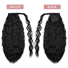 Load image into Gallery viewer, 2Pack Long Ponytail Extension 22 Inch Wrap Around Straight Ponytail Magic Black Corn Wave Curly Ponytail Hairpiece for Women (1B#, Straight+Corn Wave)