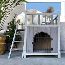 Load image into Gallery viewer, Cat/Dog/Rabbit House Outdoor and Indoor in wood, Feral Pet Houses with Stairs for Dogs