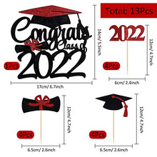 Load image into Gallery viewer, ELECLAND 2022 Graduation Cake Toppers Glitter 2022 Grad Cupcake Toppers Food Picks for Graduation Decorations Party Supplies