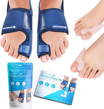 Load image into Gallery viewer, Bunion Corrector Toe Straightener Set - 2 x Bunion Splints, 2 x Big Toe Straighteners and 1 x Bunion Relief Guide - Adjustable Day & Night Bunion Support Kit - Sports Laboratory