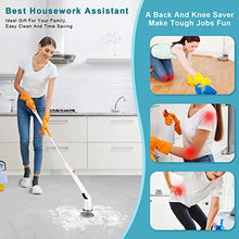 Load image into Gallery viewer, Electric Spin Scrubber, Cordless Shower Cleaner, Electric Cleaning Brush with Tool-Free Adjustable Extension Arm and 3 Replaceable Cleaning Brush Heads for Tile, Tub, Kitchen, Floor, Bathroom