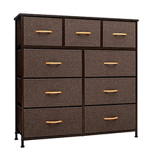Load image into Gallery viewer, Crestlive Products 9-Drawer Extra Wide Fabric Dresser Storage Tower - Sturdy Steel Frame, Wood Top, Easy Pull Fabric Bins, Wood Handles - Organizer Unit for Bedroom, Hallway, Entryway, Closets(Brown)
