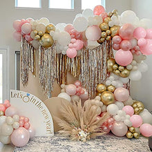 Load image into Gallery viewer, Sumtoco Pink Balloon Arch Kit, Balloon Garland Kit with Pastel Pink Balloons White and Metallic Gold Balloons for Girls' First 1st Birthday Baby Shower Wedding Party Decorations.