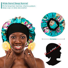 Load image into Gallery viewer, 4 Pieces Wide Band Satin Cap Sleep Bonnet Soft Night Sleep Hat Hair Loss Cap Salon Bonnet for Women, 4 Colours