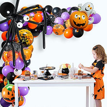 Load image into Gallery viewer, Random 1 Style Halloween Balloon Arch Garland Kit for Happy Halloween Party Decoration Haunted House Balloon Decor Set Eyeball Spooky Spider Web Bat Pumpkin Latex Black Orange Purple Balloons