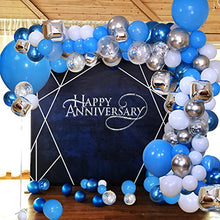 Load image into Gallery viewer, TAZYIN Balloon Arch Kit Blue, White Balloon Garland -125 PCS For Birthday Decorations, Silver Balloons with Strip, Knotter for Birthday Party Boy & Girl, Wedding Bridal Engagement, Baby Shower