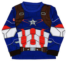 Load image into Gallery viewer, Captain America Avengers Infinity War Endgame Dress Up 2 Piece Pyjama Set Costume For Boys Or Girls Steve Rogers Marvel Long Sleeve PJs (3-4 Years) Blue