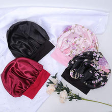 Load image into Gallery viewer, Silk Satin Bonnet-4 Packs Women Satin Hair Bonnet for Curly Hair Satin Bonnet Silk Sleep Cap Silk Hair Wrap for Sleeping Black Hair