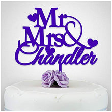 Load image into Gallery viewer, PERSONALISED Wedding/Anniversary Cake Topper Decoration - Personalise with ANY SURNAME - MR & MRS - Food Safe Acrylic Cake Decoration - Made from Strong Acrylic - Different Colours