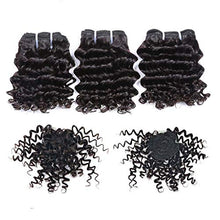 Load image into Gallery viewer, Chisu Short Deep Wave Hair Bundles Peruvian Virgin Hair Curly Human Hair Weave Bundles 6 inches Natural Black Color(3 Pcs 6 inches=about 117grams)