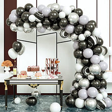Load image into Gallery viewer, Black Balloon Arch Kit, 98pcs Chrome Silver Gray Agate Black and White Latex Balloon Garland Arch for Men Women Birthday Wedding New Year Halloween Graduation or Retirement Party