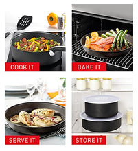 Load image into Gallery viewer, Tefal Ingenio Essential Non-Stick Pots and Pans Set, 7-Piece, Saucepan Set, Compatible with all Hobs Excluding Induction, Black, with Red or Black Button, L2009042