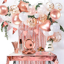 Load image into Gallery viewer, iZoeL Rose Gold Party Decorations Supplies for 16Guests Tableware Bunting Curtain Tablecloth Plates Napkins Cups Straws Balloon Birthday Wedding Hen Party Anniversary