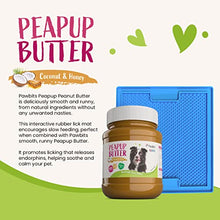 Load image into Gallery viewer, Lick Mat and 350g of Peanut Butter with Coconut and Honey Bundle for Dogs - Blue Licky Mat for Calm Eating, Slow Feeder Dog Mat with 100% Natural Protein Spreadable Smooth Peapup Butter
