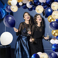 Load image into Gallery viewer, TOPLDSM Blue Balloon Arch Kit, Blue Balloon Garland Party Decorations with Navy Blue and White Balloon,Gold Confetti Balloon for Men and Boys Baby Shower Birthday Decorations Wedding Gender Reveal