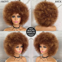 Load image into Gallery viewer, Short Hair Afro Kinky Curly Wigs With Bangs For Black Women African Synthetic Ombre Glueless Cosplay Natural Blonde Wig 12 inches(Blonde)