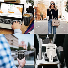 Load image into Gallery viewer, Coffee Cup, Travel Mug Insulated & Reusable Thermal Stainless Steel with Leakproof Lid & Eco-Friendly for Hot & Cold Drinks 380ml (Black)