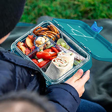 Load image into Gallery viewer, Schmatzfatz Junior Kids Lunch Box with Compartments - BPA-Free, Lunch Box for Kids - Multi Compartment Lunch Box for Children - Leakproof Bento Box for Kids (Petrol)