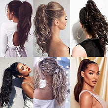 Load image into Gallery viewer, Claw on Ponytail Clip in Hair Extensions Straight Curly Wavy Long Hair Piece Pony Tail Synthetic Claw Jaw Ponytail Extensions 18" Curly Brown Mix Bleach Blonde