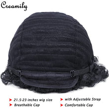 Load image into Gallery viewer, Creamily Mens Wig Short Fluffy Afro Curly Hair Black Wigs Heat Resistant Synthetic Unisex Men Women Cosplay Anime Fancy Funny Daily Use Wigs