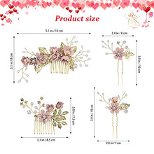 Load image into Gallery viewer, Wedding Hairpins,3 Pcs Bridal Hair Pins Wedding Flower Hair Clip Decorative Pearl Comb for Wedding Bridal Jewelry Bridal Hair Accessories Headpiece(Pink)