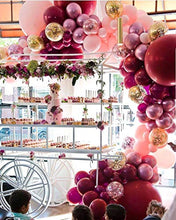 Load image into Gallery viewer, Balloon Garland Arch Kit,WINAROI 100 Pcs Burgundy Pink Metallic Latex Balloons Arch Kit with 16ft Tape Strip & Dot for Baby Shower Decorations, Wedding Birthday