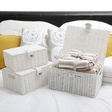 Load image into Gallery viewer, Arpan Set of 3 Resin Woven Storage Basket Box with Lid & Lock (White)