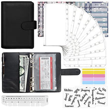 Load image into Gallery viewer, Mlife Ring Binder Set - 28pcs Leather Notebook Budget Binder with Clear Cash Envelopes,Budget Sheets and Label Stickers,Cash Organizer Money Saving Binder for Travel and Diary Black