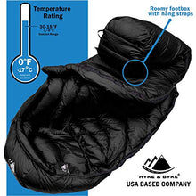 Load image into Gallery viewer, Hyke & Byke Snowmass -15 Degree C Down Sleeping Bag with ClusterLoft Base for Backpacking, Ultralight Mummy Down Bag with Lightweight Compression Sack and Five (5) Color Options