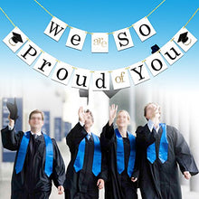 Load image into Gallery viewer, Konsait Graduation Banner, We're So Proud of You Bunting Banner Garland Pennant for Graduation Party Home Decorations Favors Supplies