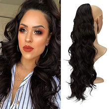Load image into Gallery viewer, CULKET 24 Inch Ponytail Extensions for Women Synthetic Long Wavy Drawstring Ponytail Clip On Extension Body Wave Curly Ponytail Hairpiece for Women 2#