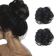 Load image into Gallery viewer, 2 PCS Messy Hair Bun Extension Wrap On Updo Hairpiece Ponytail Scrunchy Hairpiece-Black 1