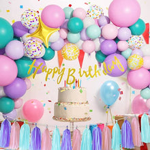 Load image into Gallery viewer, 162 Pcs Unicorn Birthday Balloons Arch Garland Set Girls Lady Happy Birthday Banner Tassels Decorations Kit Pastel Macaron Purple Pink Party Foil Gold Star Pastel Confetti Latex Balloons Baby Shower