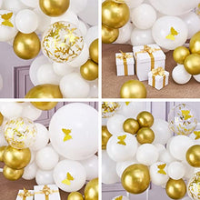 Load image into Gallery viewer, PartyWoo White Balloon Garland, 140 pcs White and Gold Balloon Arch Kit, Confetti Balloons, Metallic Balloons for Wedding, Baptism Decorations, Engagement Party Decor, Anniversary Decorations