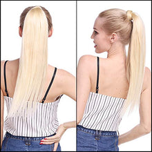 Load image into Gallery viewer, Silk-co Ponytail Hair Extension One Piece Clip in on Pony Tail Synthetic Straight Hairpieces 23inch Blond&Bleach Blond
